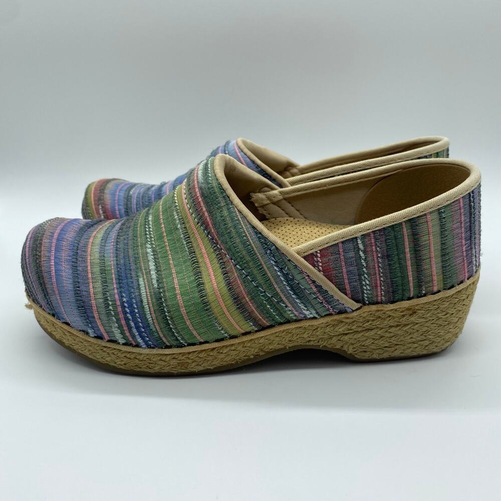 Dansko Multicolored Rainbow Woven Clog Shoes Chunky Boho Women's size 37 / 6.5 - Picture 3 of 7
